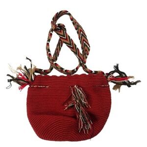 Traditional Red/Brown Hand Woven Mochila